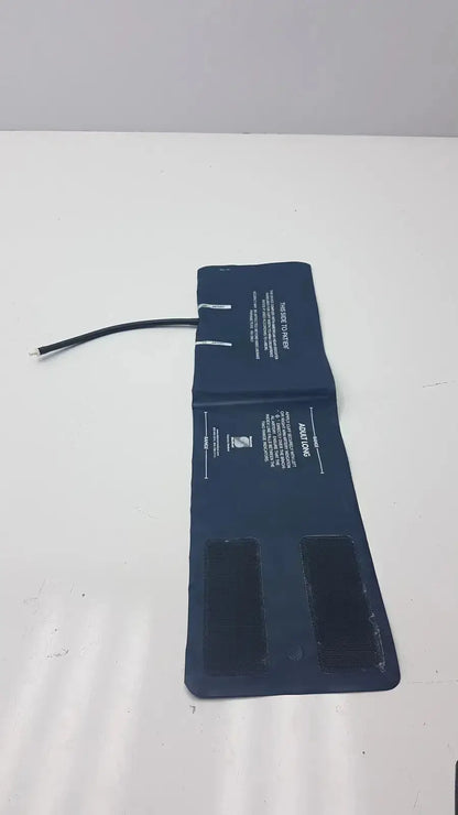 Dark blue ultra check blood pressure cuff u2635 with black elastic strap and white printed instructions for accurate pressure measurement