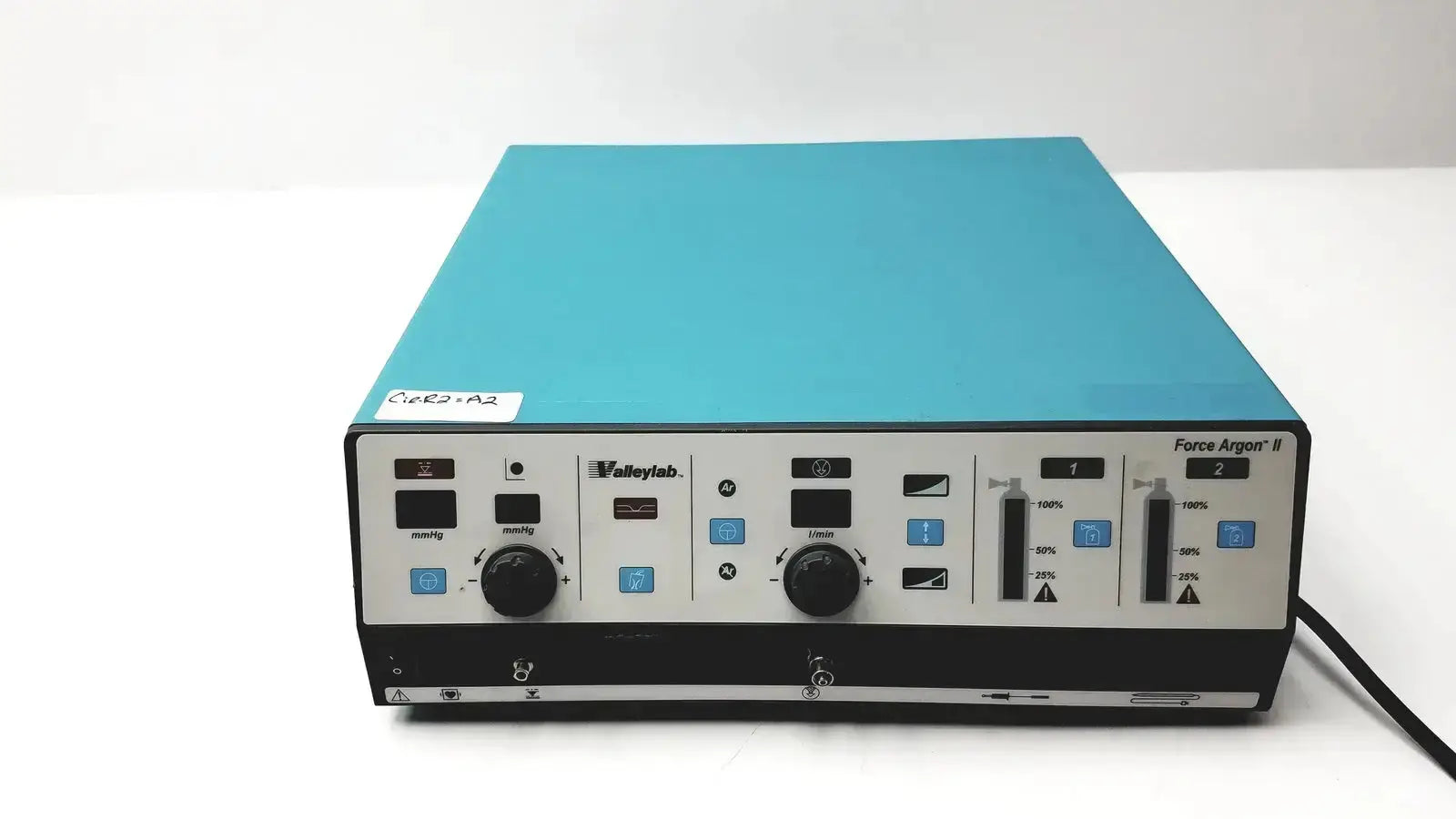Valleylab force argon ii-20 gas delivery unit with teal top panel and black front control interface for surgical use