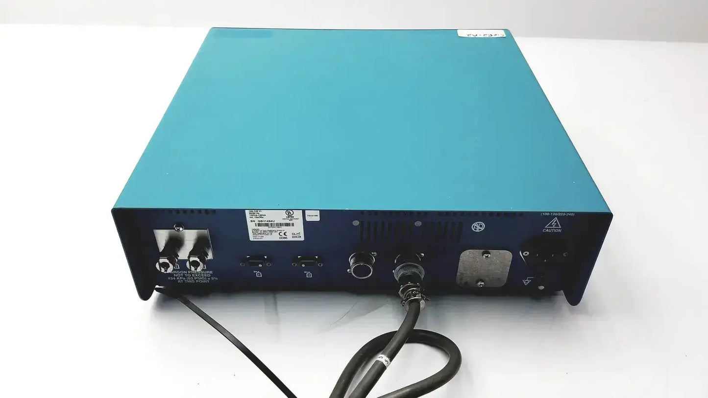 Teal valleyslab force argon ii-20 gas delivery unit with black rear panel and multiple ports for gas delivery use