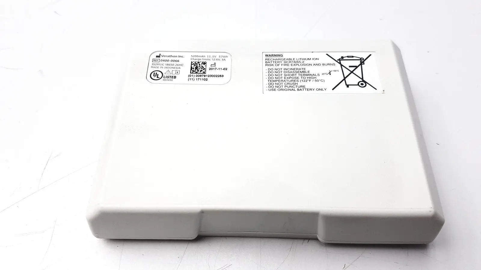 Verathon 0400-0066 BVI 9400 Rechargeable Battery Pack Unit 5200mAh 11.1V Module