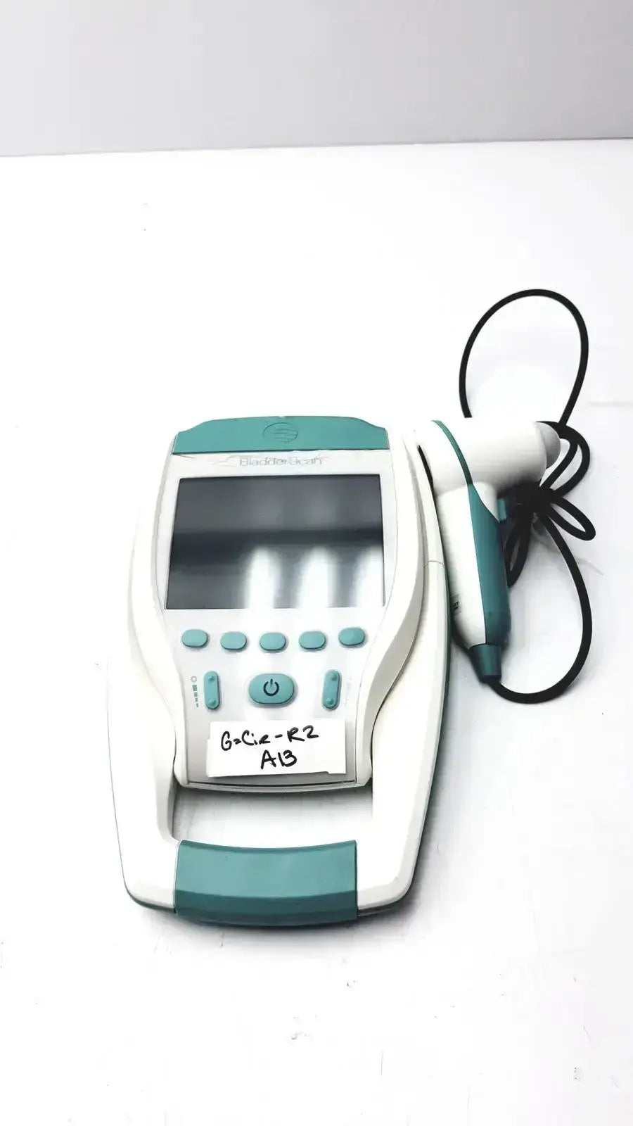 Verathon bladderscan bvi 9400 ultrasound imaging system with teal and white casing featuring screen and control buttons