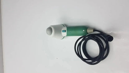 Green and white verathon bladderscan model 0570-351 with probe and coiled black cable for medical use