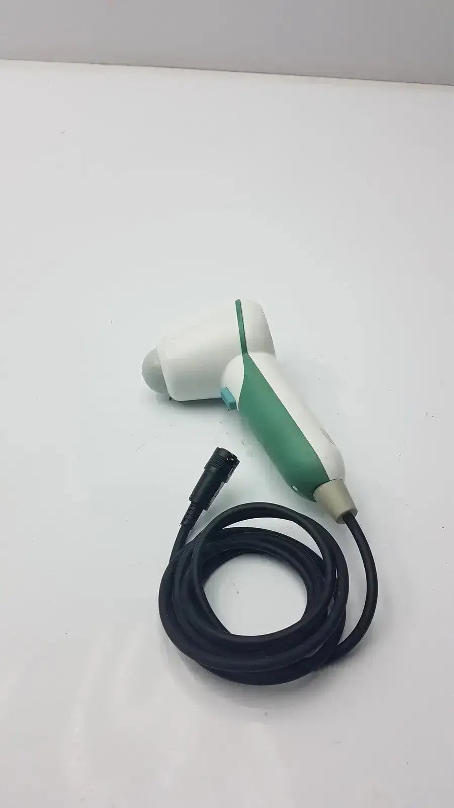 White and green handheld massage gun with black coiled cord for verathon bladderscan model 0570-351 with probe
