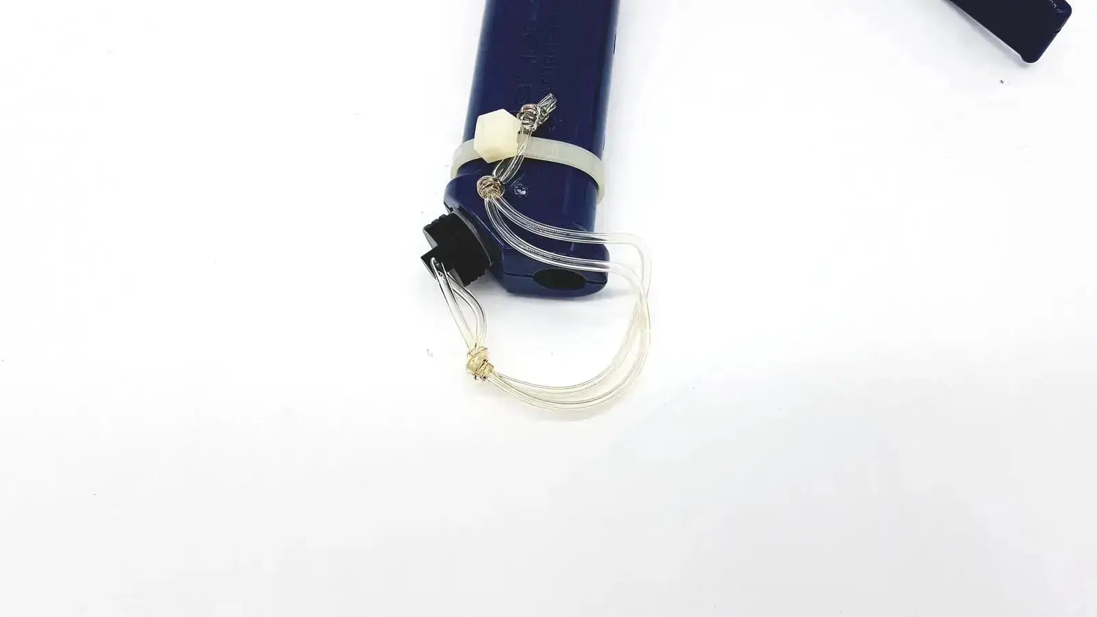 Blue plastic lighter with transparent cord and black cap for verathon glidescope used medical equipment for sale