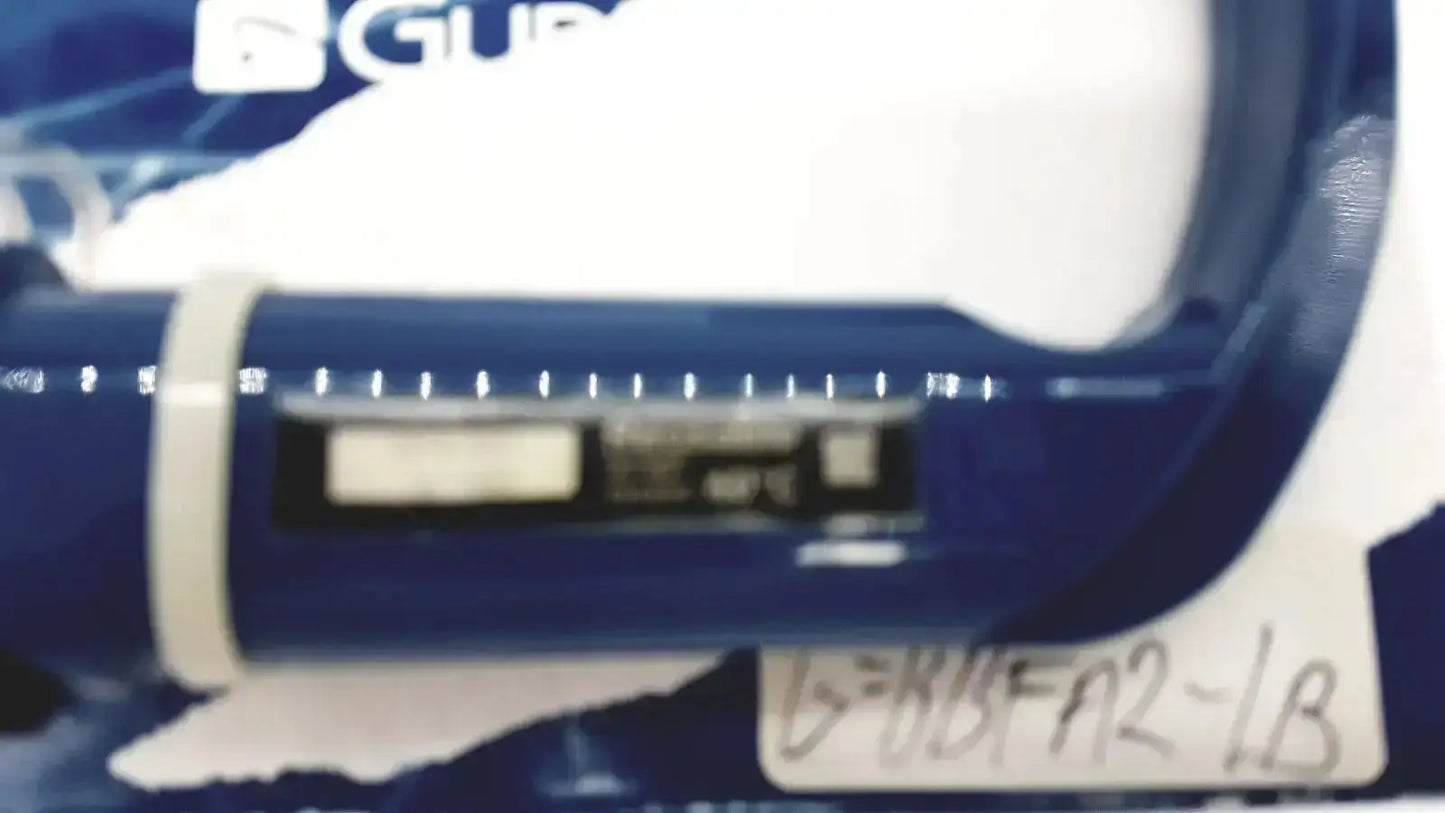 Blue plastic verathon glidescope caliper with white measurement scale and black digital display for buy used medical equipment