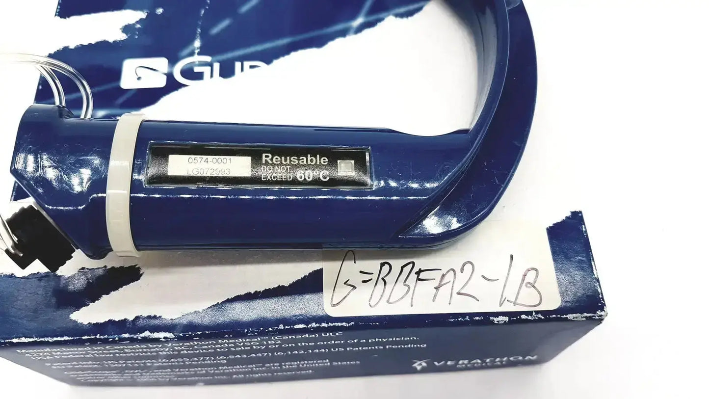 Blue plastic reusable medical aural speculum with white label and black text verathon glidescope buy used medical equipment