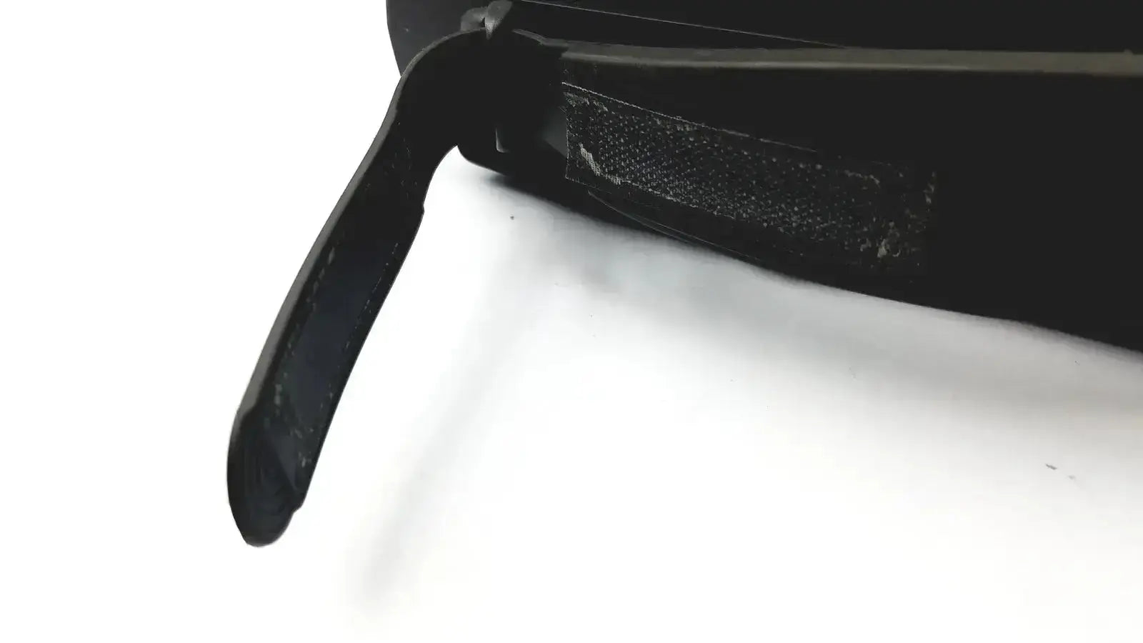 Black leather strap with textured velcro patch and curved end for vintage polaroid spectra 2 system instant film camera