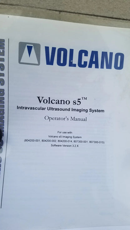 Blue and gray Volcano S5 intravascular ultrasound imaging system operator manual for reuse medical equipment guidance