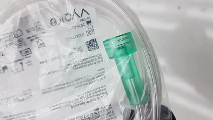 Green plastic oxygen cannula with clear transparent packaging and printed labels for vyaire mask oxygen use