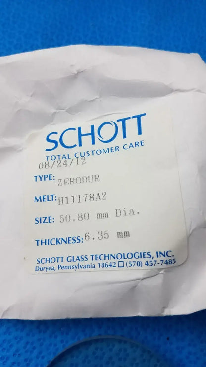 W1147 Schott Zerodur Exp. Class 2 127x90mm Ellipse 10mm + Melt H11178A2 6.35mm - Optical Glass Substrate