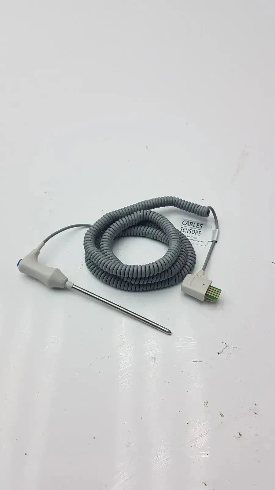 Welch Allyn 02895-000 gray coiled oral temperature probe with metallic tip and white connector for accurate oral temperature measurement