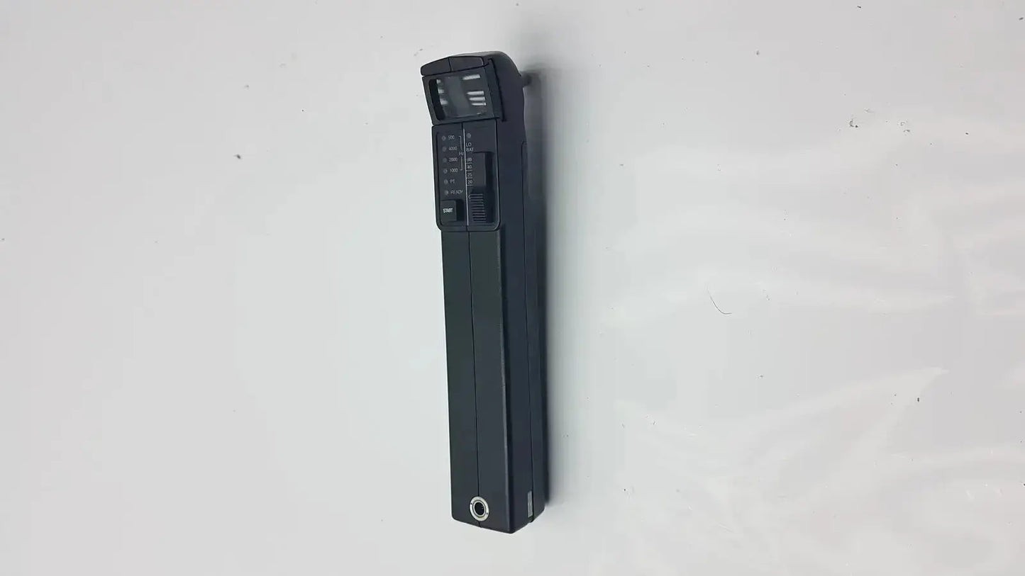 Black sleek rectangular welch allyn 23300 audioscope portable screening audiometer with textured grip and control dials