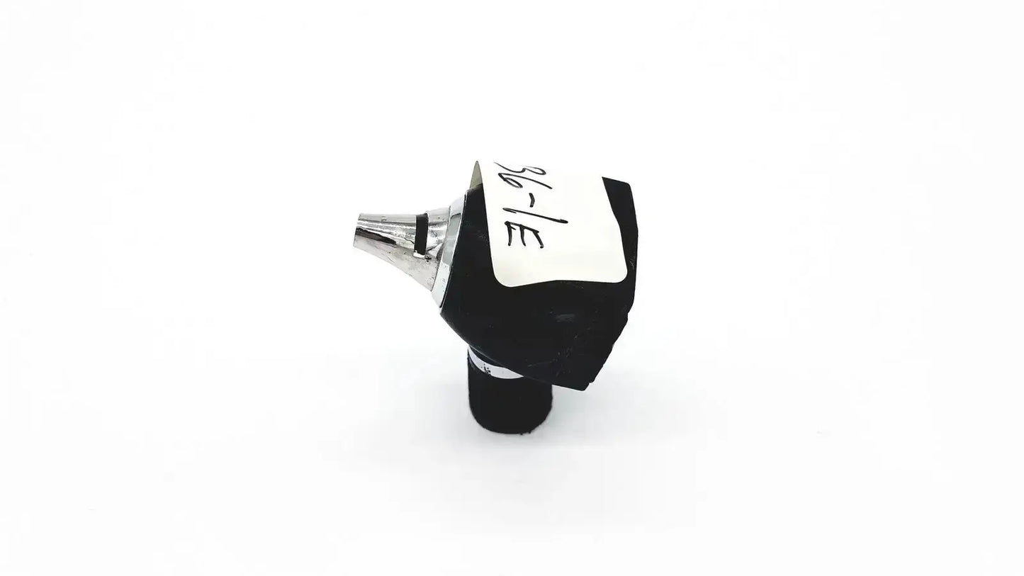 Welch allyn 25020 silver-tipped otoscope ophthalmoscope head with black rubber grip and white label 86-1e