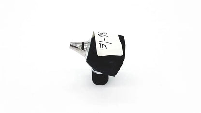 Welch allyn 25020 silver-tipped otoscope ophthalmoscope head with black rubber grip and white label 86-1e