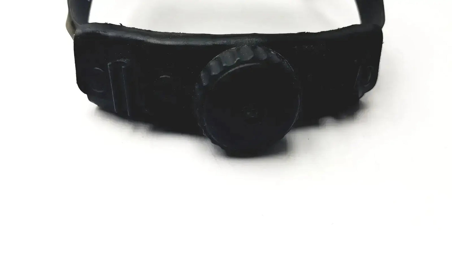 Black rubber surgical headlight assy headband with textured knob and molded side details by Welch Allyn