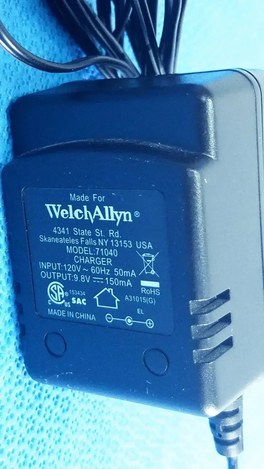 Welch Allyn 71040 Transformer Adapter Charger Power Supply 120V - 60Hz 50mA