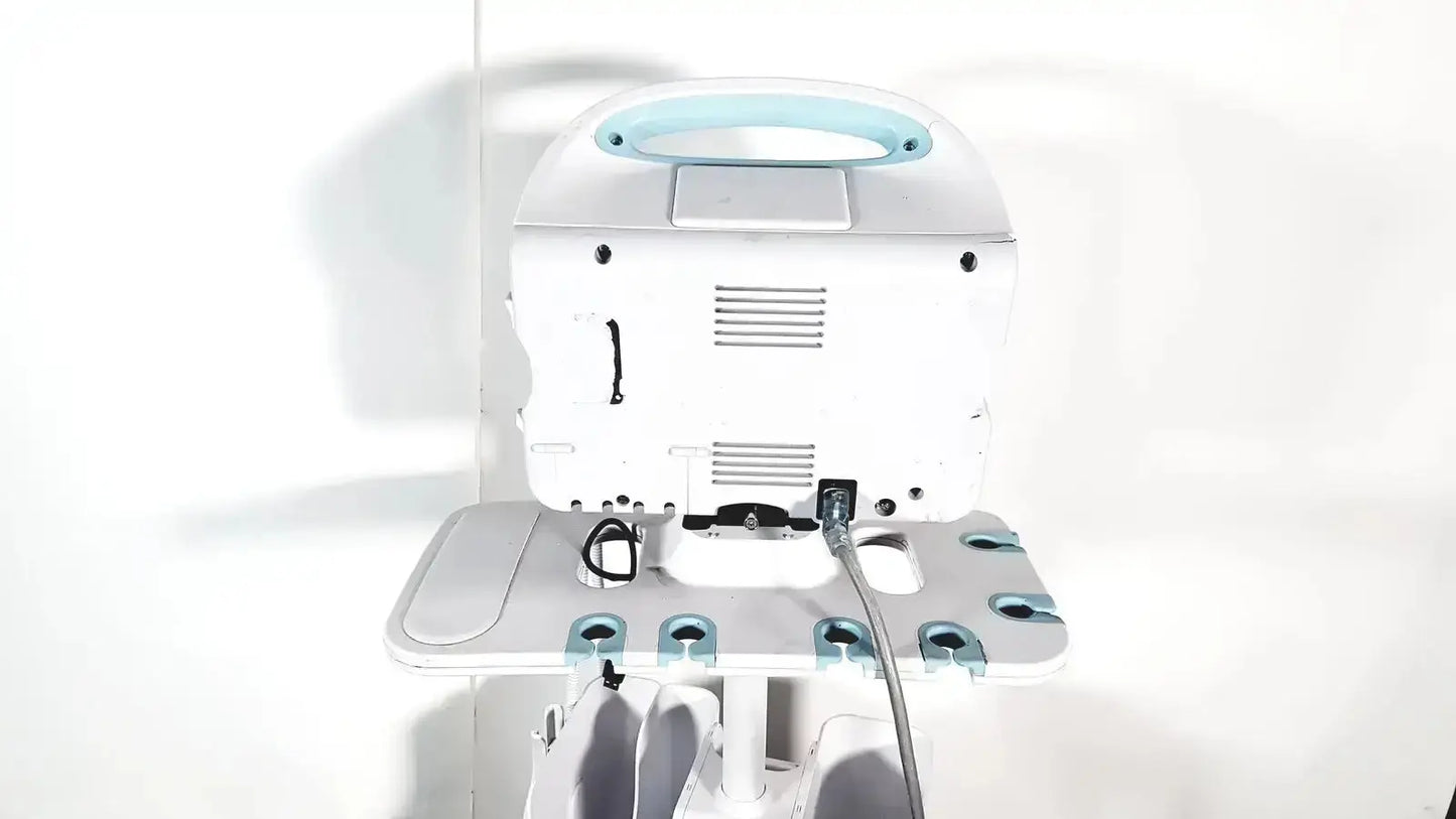 White medical imaging machine with light blue accents and handle for welch allyn connex vital signs monitor 6000 series wireless
