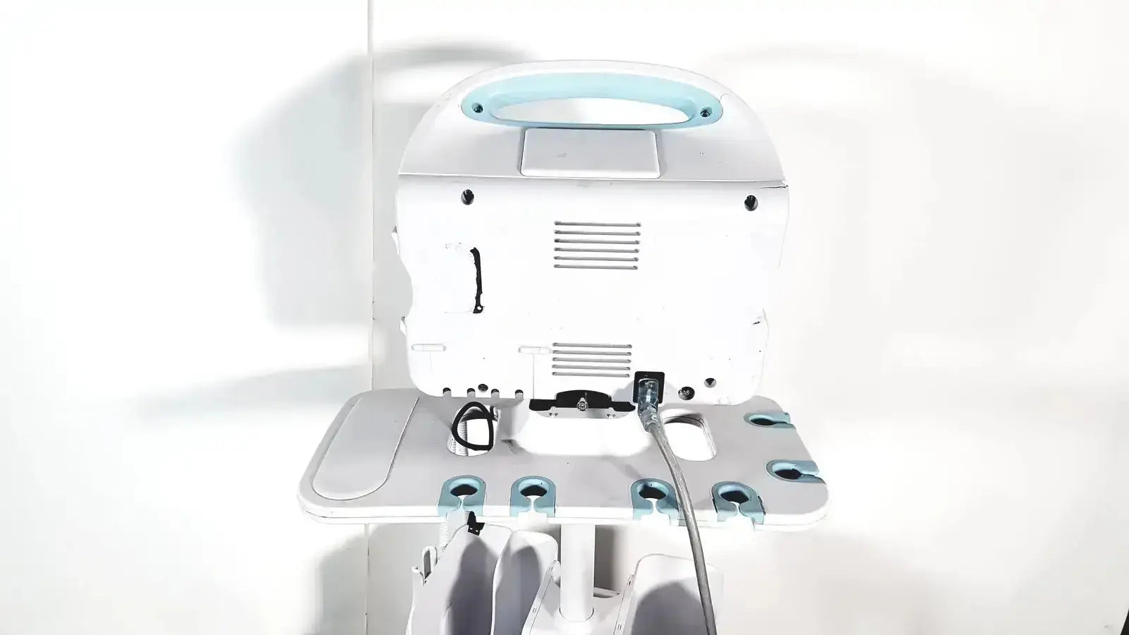 White medical imaging machine with light blue accents and handle for welch allyn connex vital signs monitor 6000 series wireless