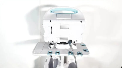White medical imaging machine with light blue accents and handle for welch allyn connex vital signs monitor 6000 series wireless