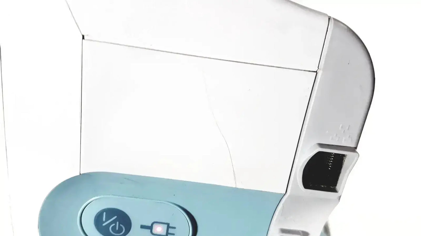 Light blue and white welch allyn connex vital signs monitor 6000 series wireless with circular control panel and power symbols