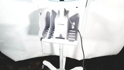 White plastic salon chair organizer with compartments and central tool slot for welch allyn connex vital signs monitor 6000 series