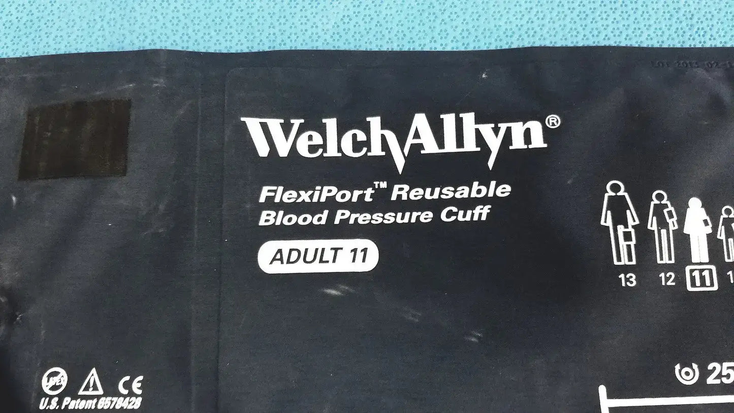 Welch Allyn FlexiPort Adult 11 Blood Pressure Cuff - 25cm 35cm w/ Inflation Bulb