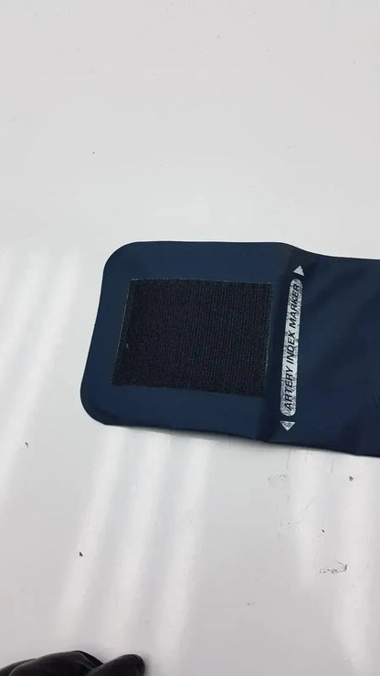 Dark blue welch allyn flexiport reusable blood pressure cuff adult 11 with black velcro patch and white text labeling