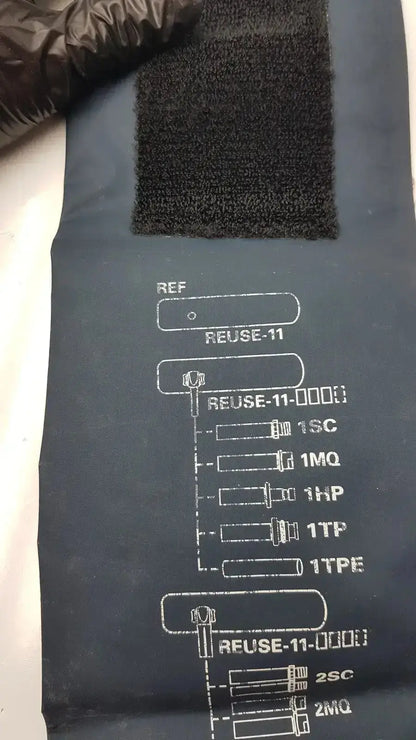 Dark gray welch allyn flexiport reusable blood pressure cuff adult 11 with black velcro and tubing connector diagram g-bbdc4-11j