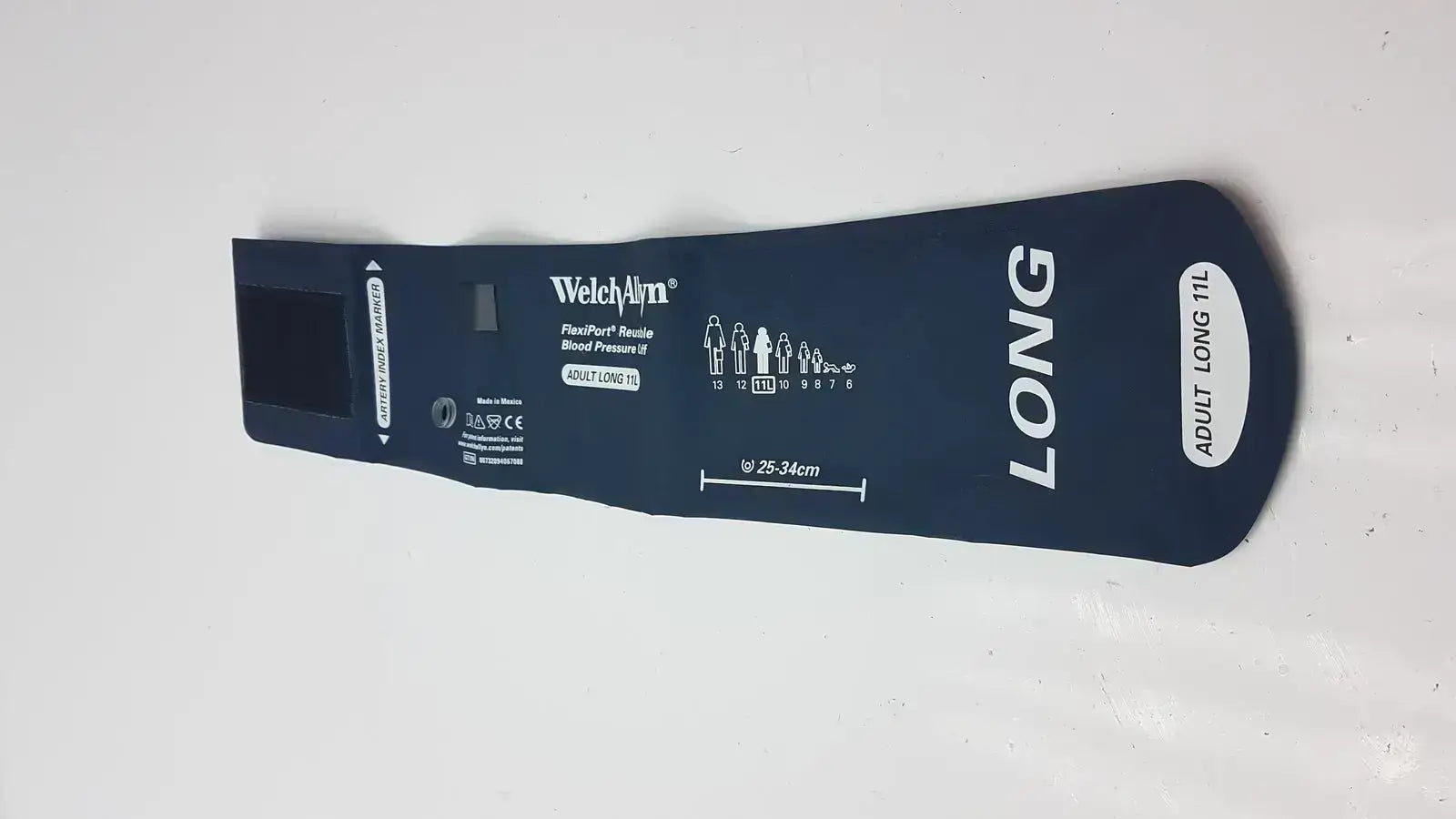 Dark blue welch allyn flexiport reusable blood pressure cuff adult long 11l 25-34cm for accurate measurement