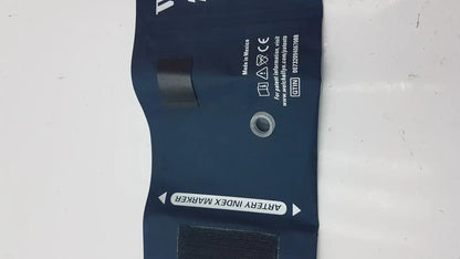 Dark blue welch allyn flexiport reusable blood pressure cuff adult long 11l with artery index marker and black velcro tabs