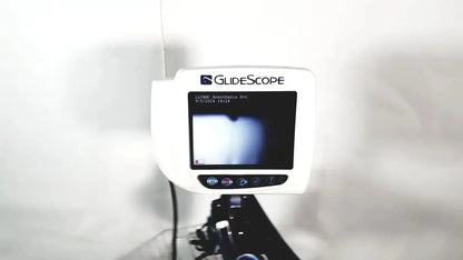 White Welch Allyn glidescope cobalt avl monitor with small screen and control buttons on cart and stand for medical use