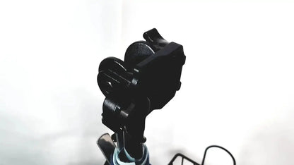Black camera tripod mount with adjustable clamp and metal construction for welch allyn glidescope cobalt avl monitor cart