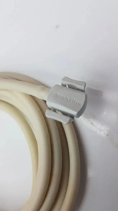 Beige coiled patient monitor cable with gray plastic connector branded wetechlyn for Welch Allyn NBP patient monitor