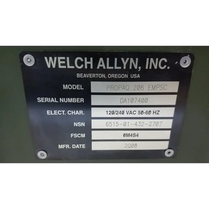 Welch Allyn PROPAQ Encore 206 EL EMPSC Vital Signs Patient Monitor Kit