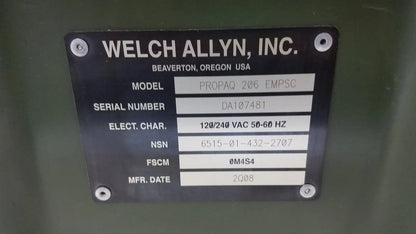 Welch Allyn PROPAQ Encore 206 EMPSC Vital Signs Patient Monitor Kit