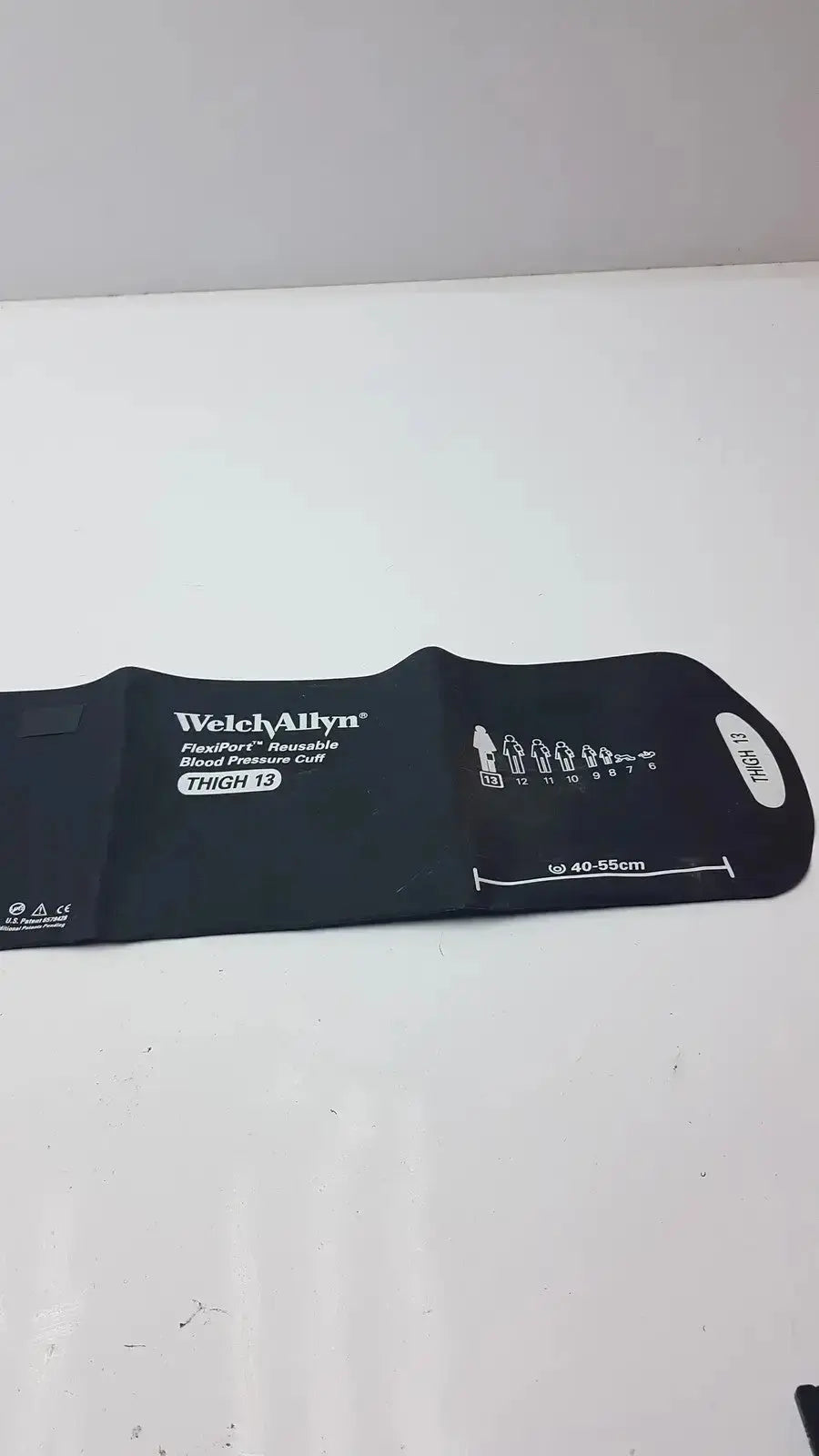 Black Welch Allyn FlexiPort reusable blood pressure cuff model thigh 13 measures 40-55cm for medical use