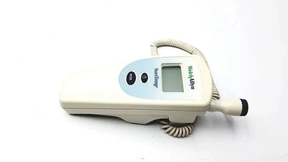 Welch Allyn SureTemp 678 handheld thermometer in white and light blue with digital screen for buy used medical equipment