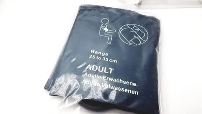 Dark blue adult blood pressure cuff in clear plastic packaging for welch allyn vital signs patient monitor accessories