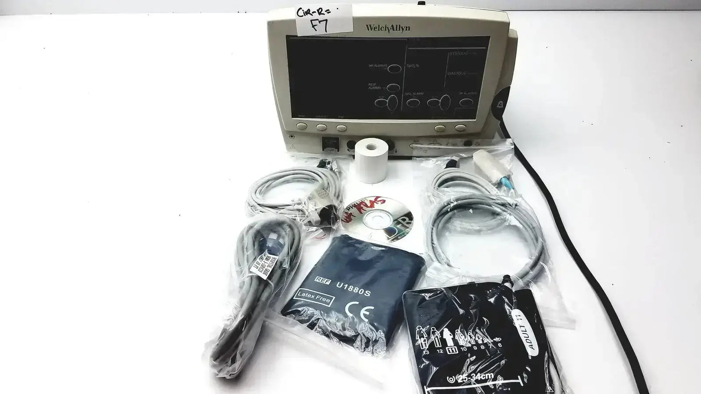 Beige welch allyn vital signs patient monitor with bundled medical accessories for accurate patient care