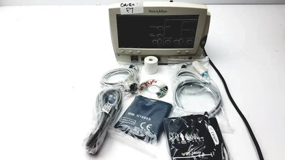 Beige welch allyn vital signs patient monitor with bundled medical accessories for accurate patient care
