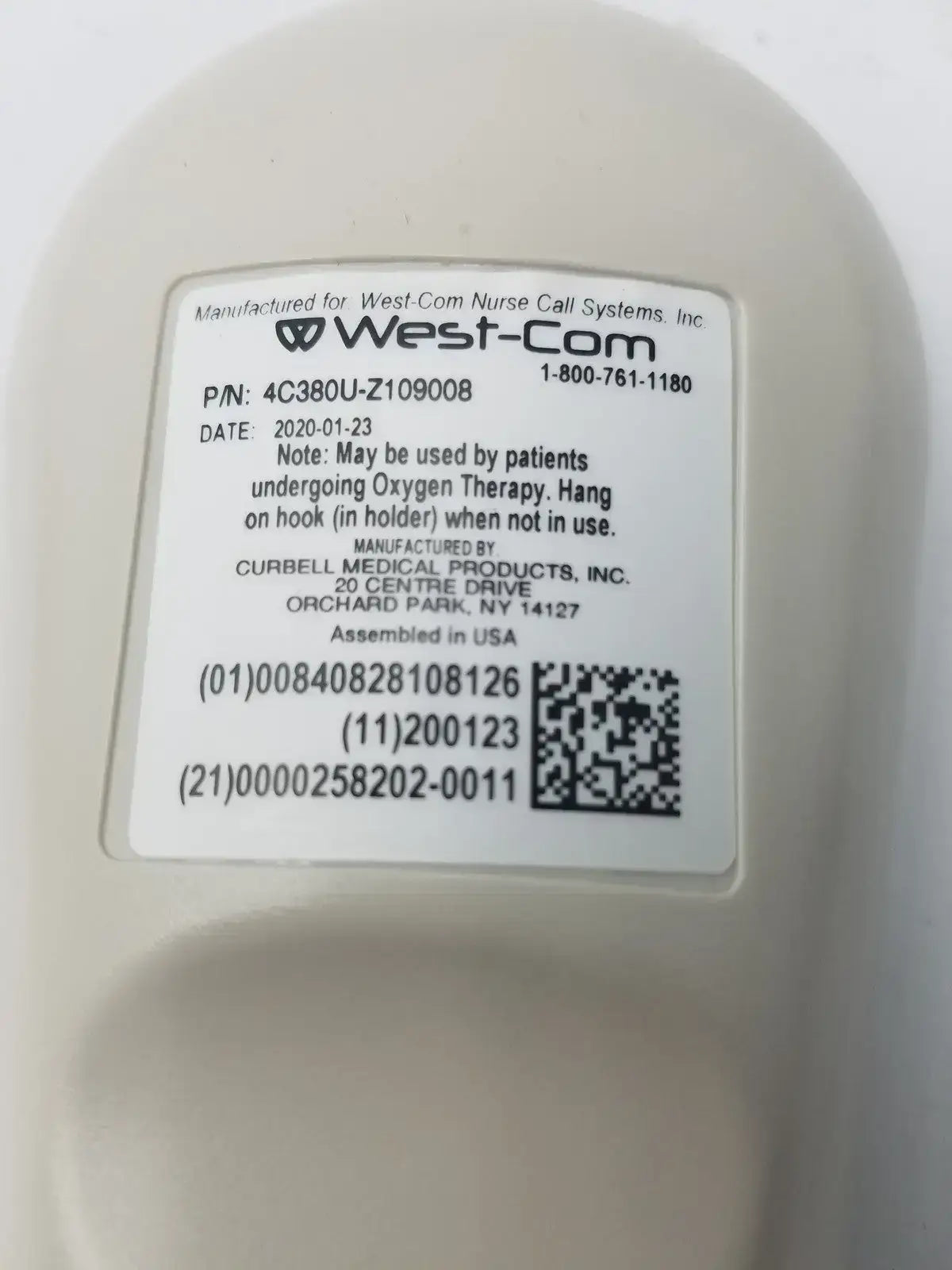 West Com Nurse Call System 4C380U-Z109008 - Component
