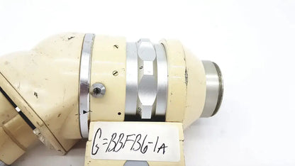 Cream-colored wild heerbrugg m5-26436 microscope optical lens assembly with silver metallic rings and adjustment knobs