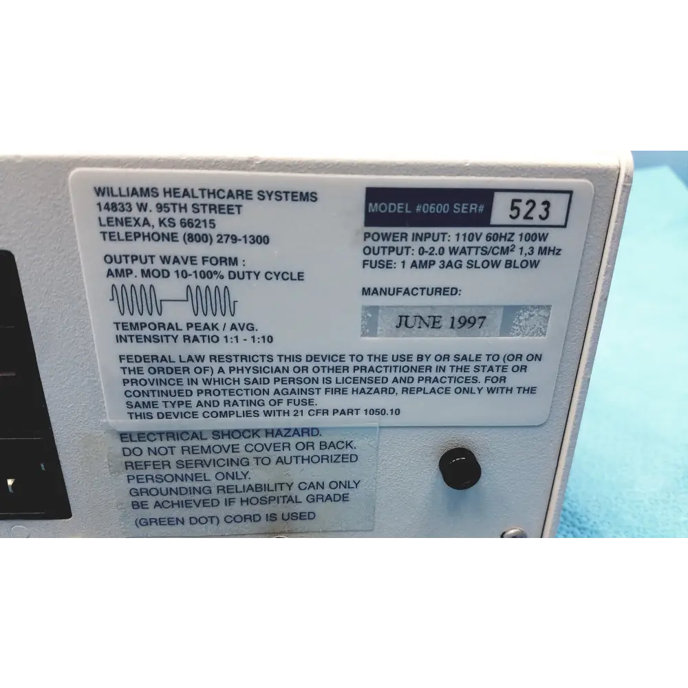 Williams Intertron 600 Physiotherapy Machine - machine