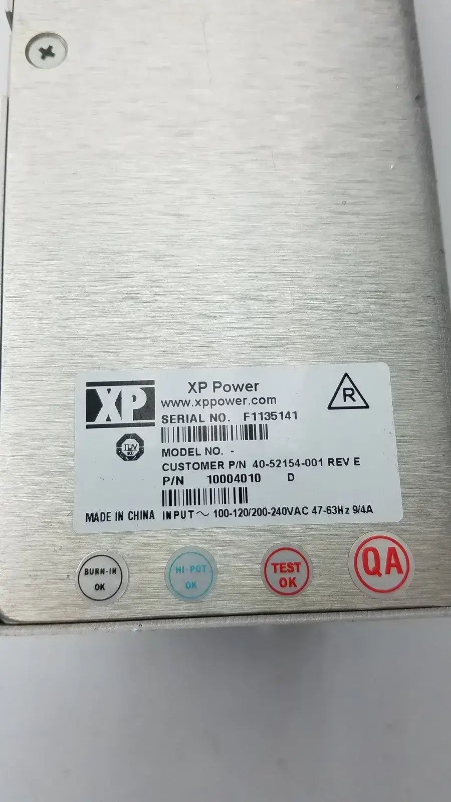 X Power 40-52154-001 Rev E Supply Serial No F1135141