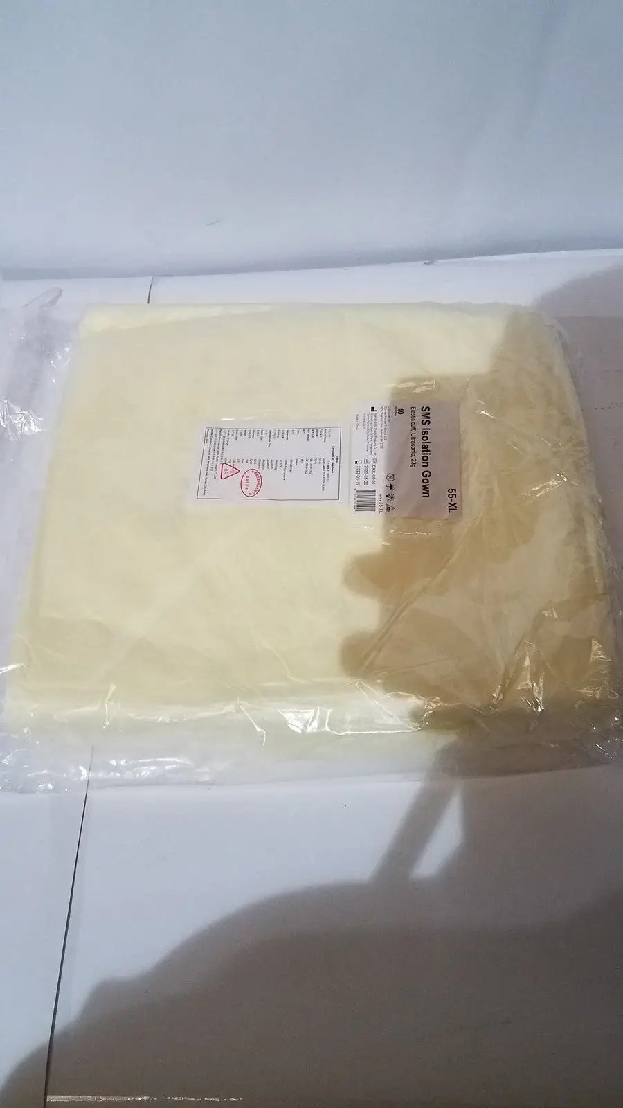 XIANTAO 55-XL SMS Isolation Gown with Elastic Cuff – Ultrasonic Sealed, 23g