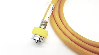 Yellow hose air print lot 08-12 with metallic connector and yellow protective cap for industrial use