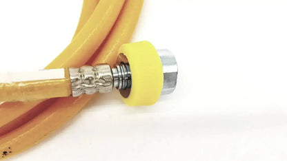 Yellow hose air print lot 08-12 featuring flexible hose with metallic threaded connector and yellow rubber coupling