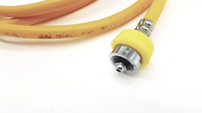 Yellow hose air print lot 08-12 with rubber-coated hose and metallic threaded connector for air applications