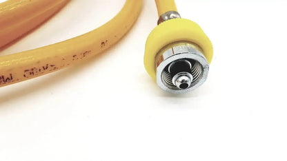 Yellow hose air print lot featuring a yellow gas hose with metallic threaded connector and yellow rubber sleeve