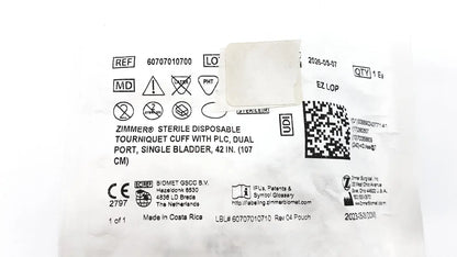 Zimmer 60707010700 Disposable Tourniquet Cuff Single Bladder 42in